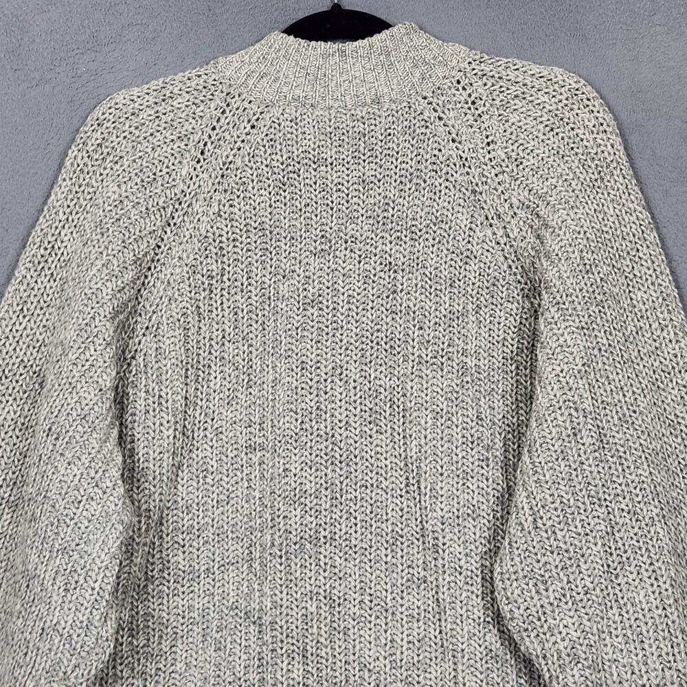 Vintage Eddie Bauer Fishermans Sweater Mens Medium Gray Wool Oversized Full Zip - Picture 10 of 16